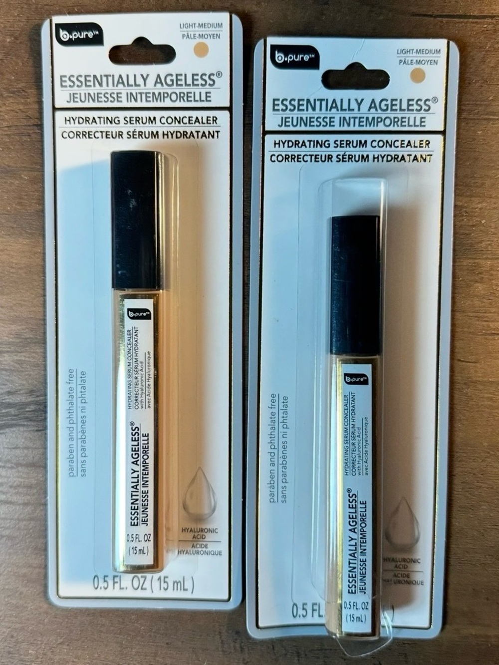 B pure 2pk Essentially Ageless Hydrating Serum Concealer Light Medium BNIP